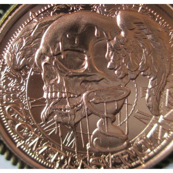 Tempus Fugit-Time Flies-Fine Copper Ultra High Relief Round/Pendant - Picture 5 of 7